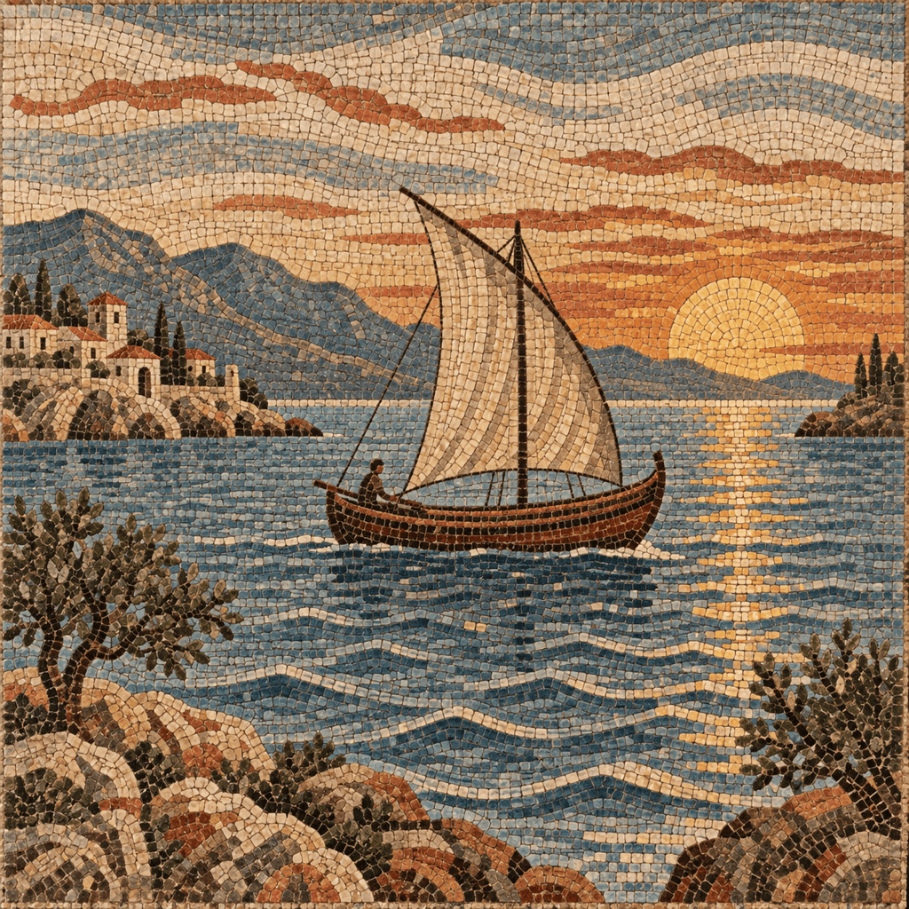 Roman mosaic wall art