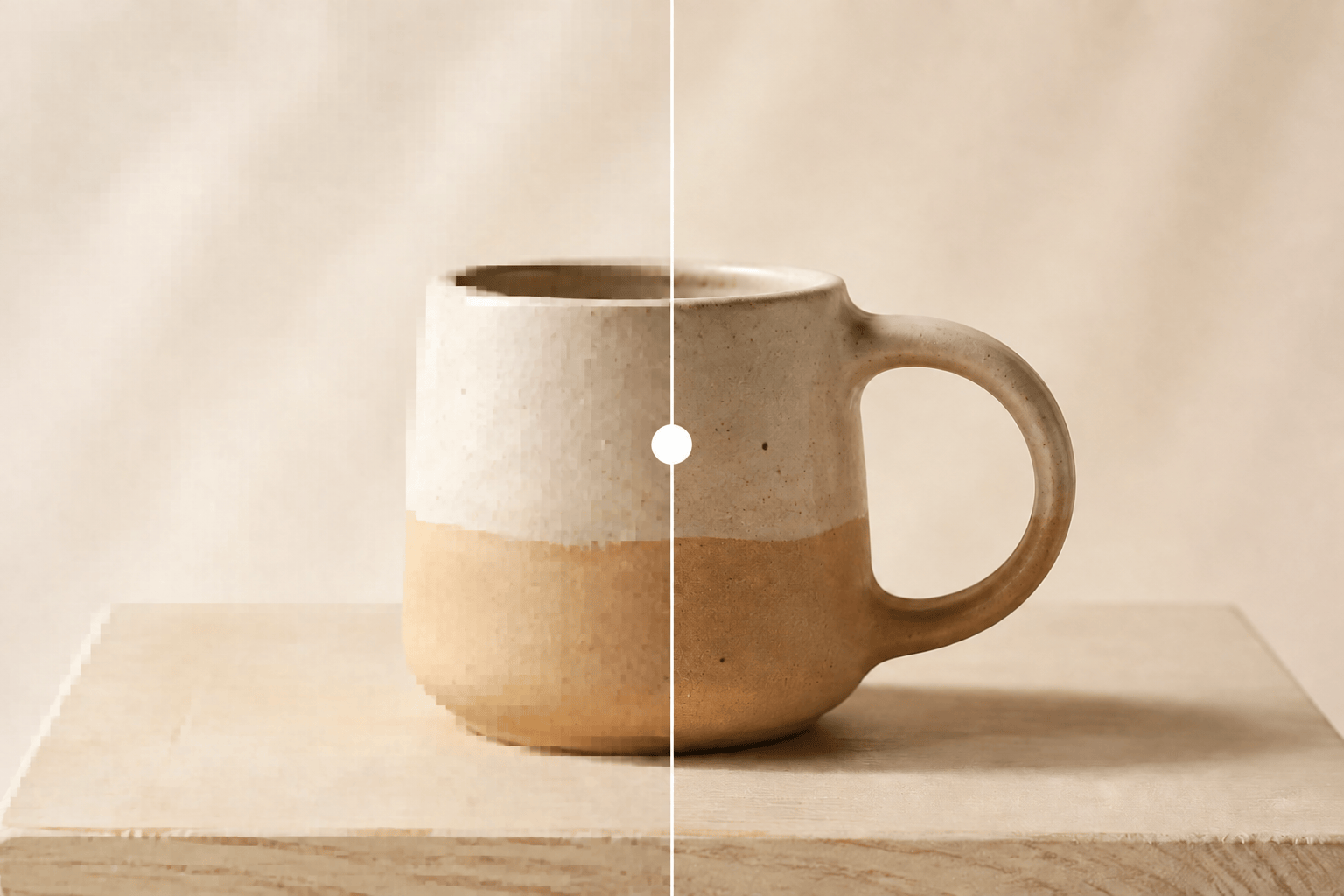 Product photo depixelation comparison