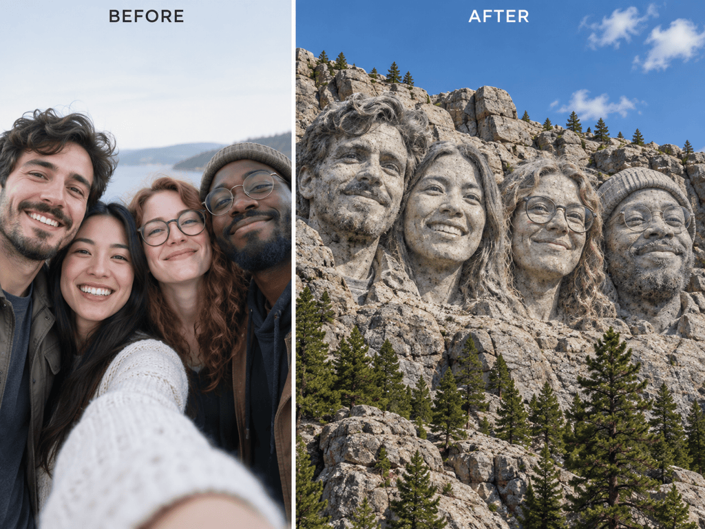 AI Mount Rushmore friends before after