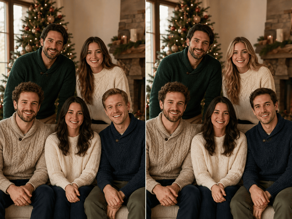 Family group photo face swap