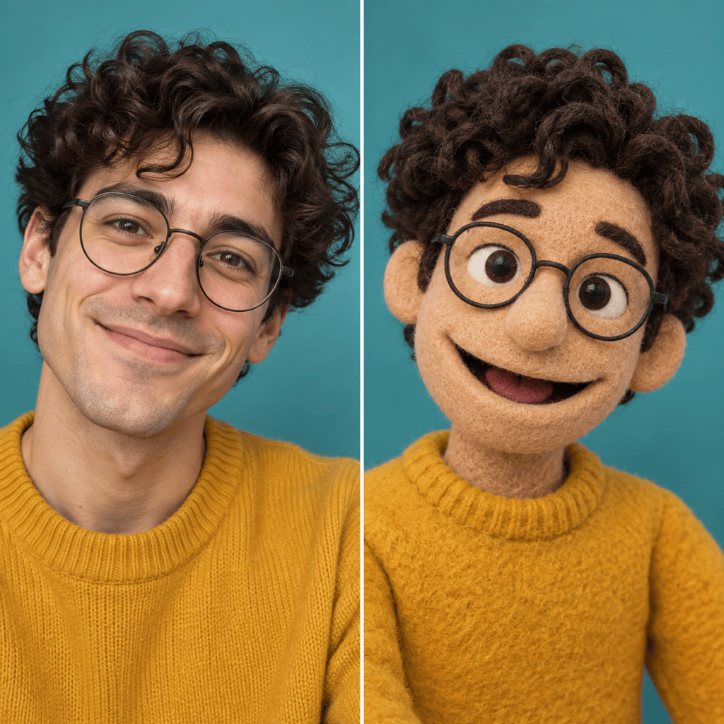 AI Muppet selfie transformation
