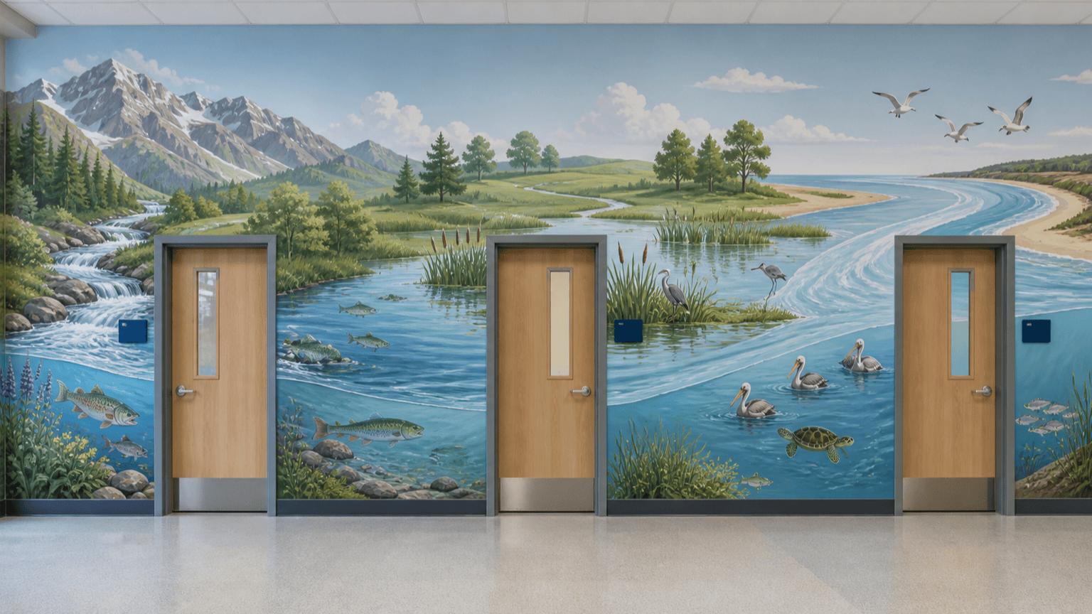 Educational school mural designed with AI