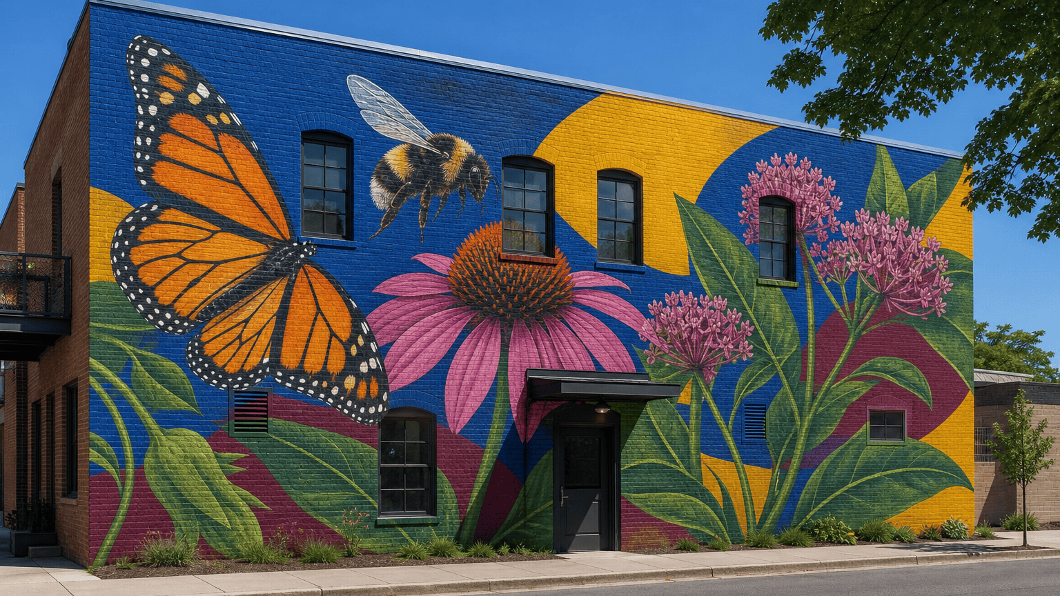 Outdoor community mural concept made with AI