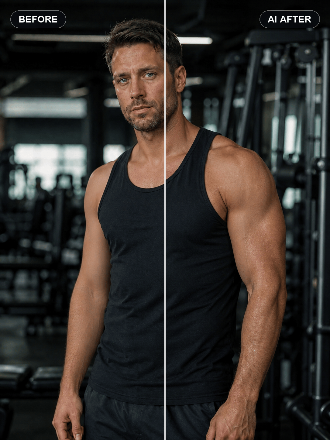 AI arm muscle before and after