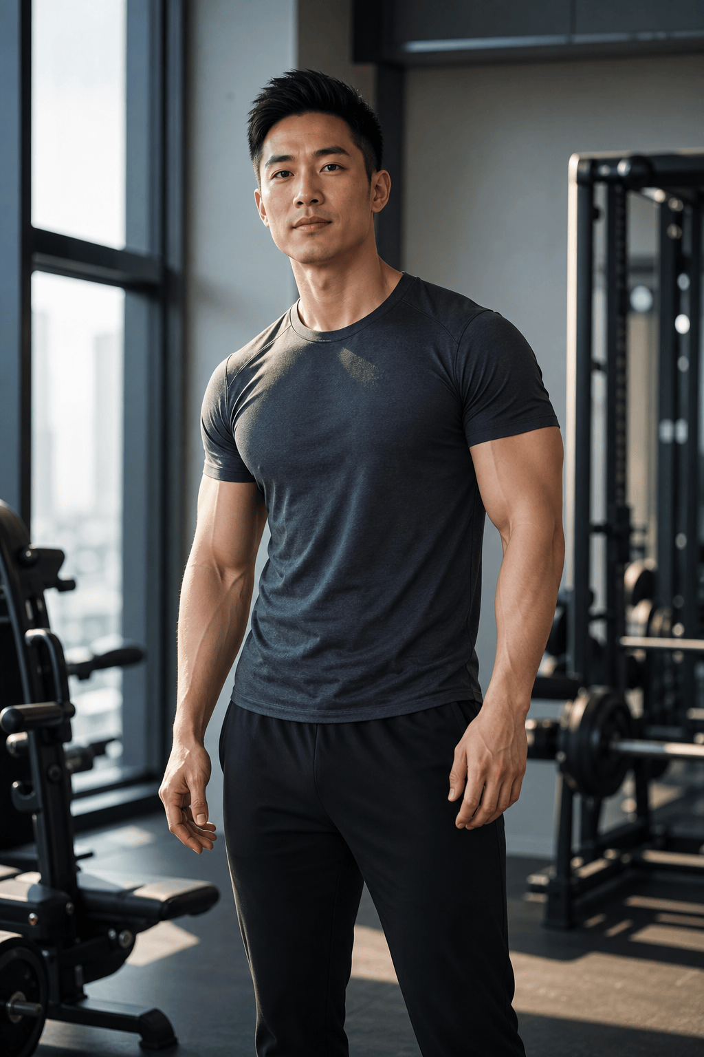 AI muscle generator gym portrait