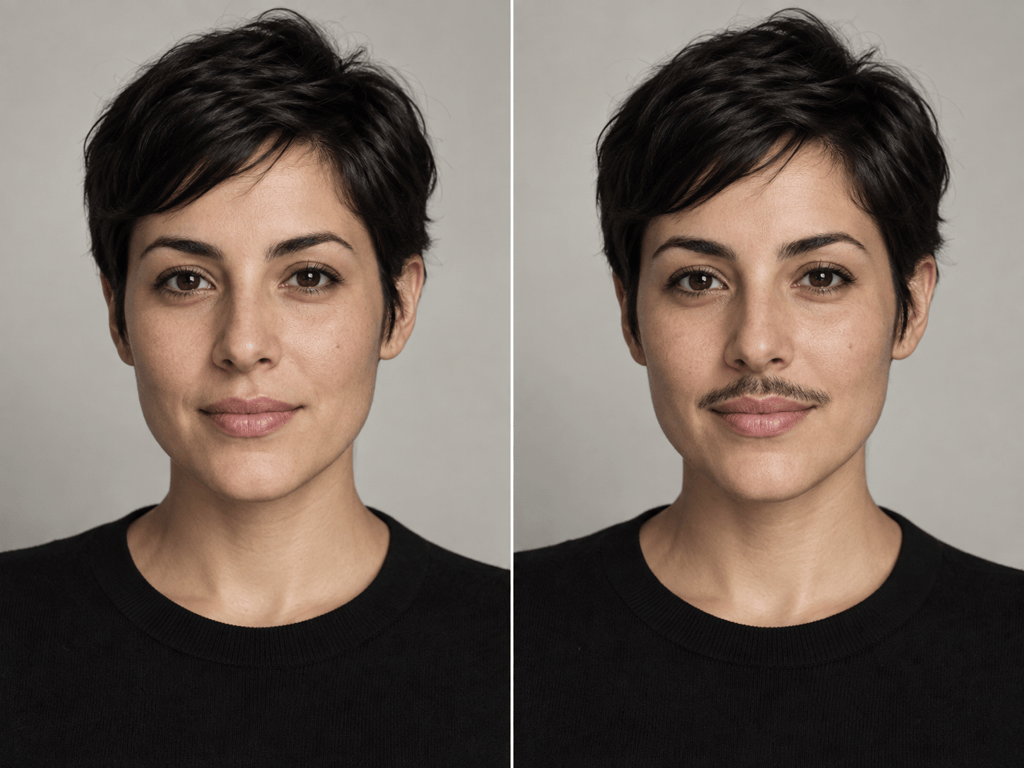 Pencil mustache photo before and after