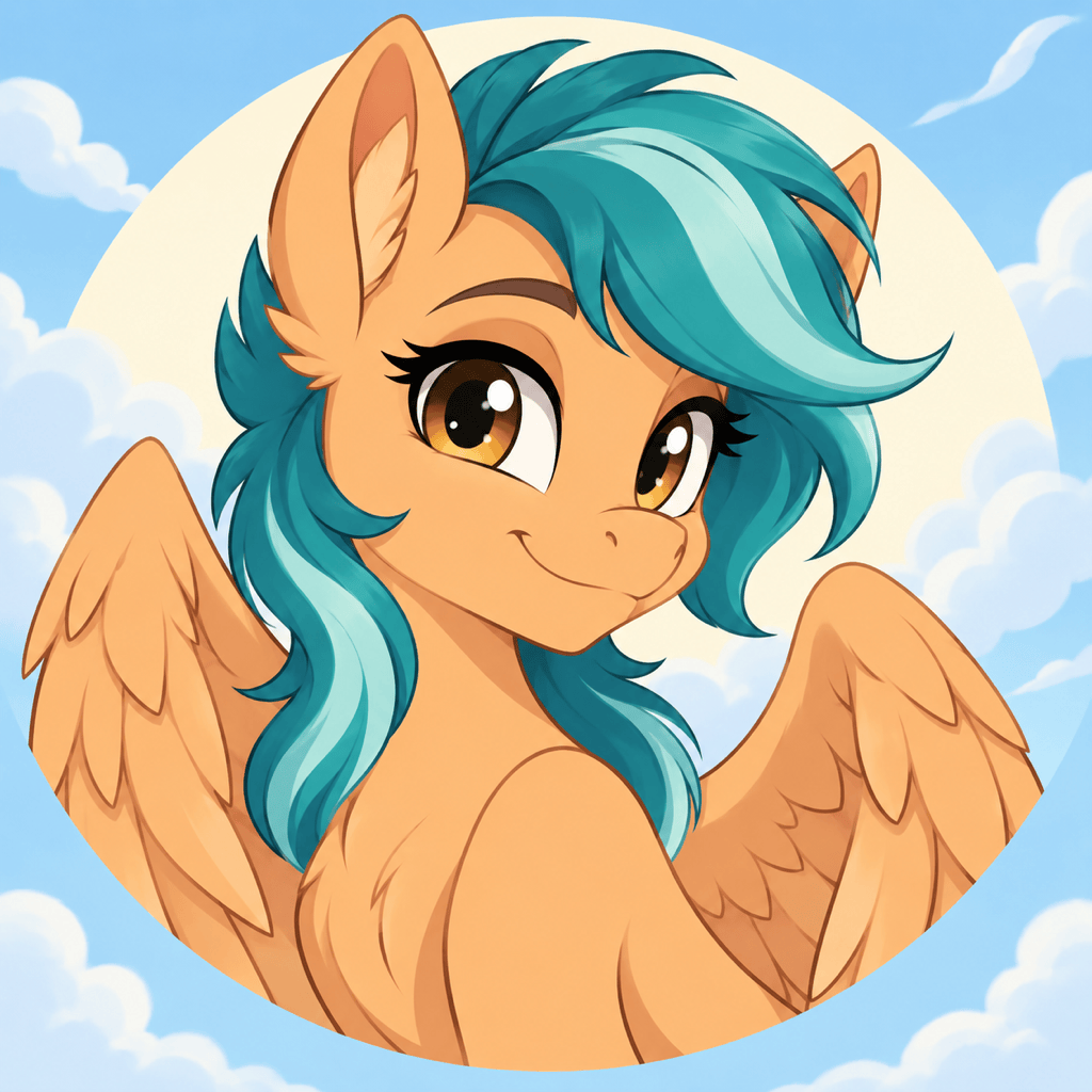 Pegasus ponysona avatar with teal mane