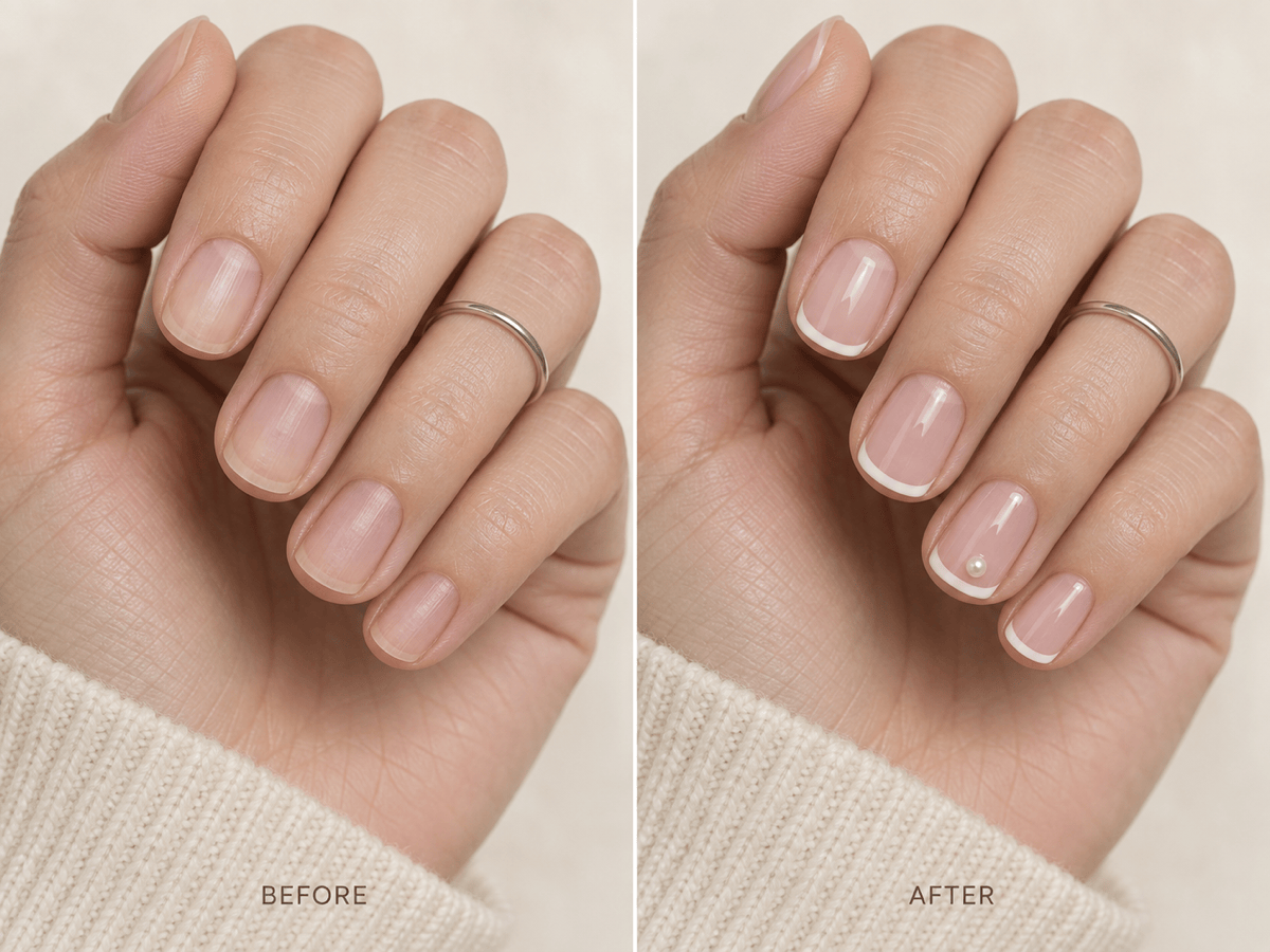 AI bridal nails before and after