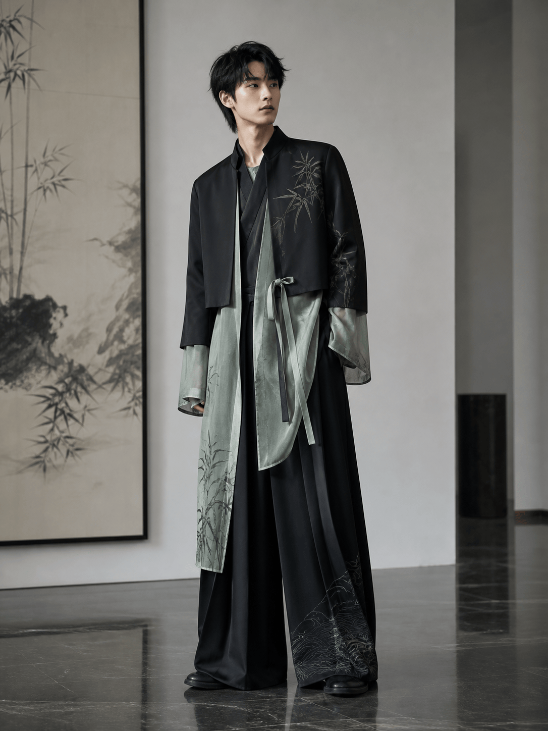 AI hanfu techwear fusion