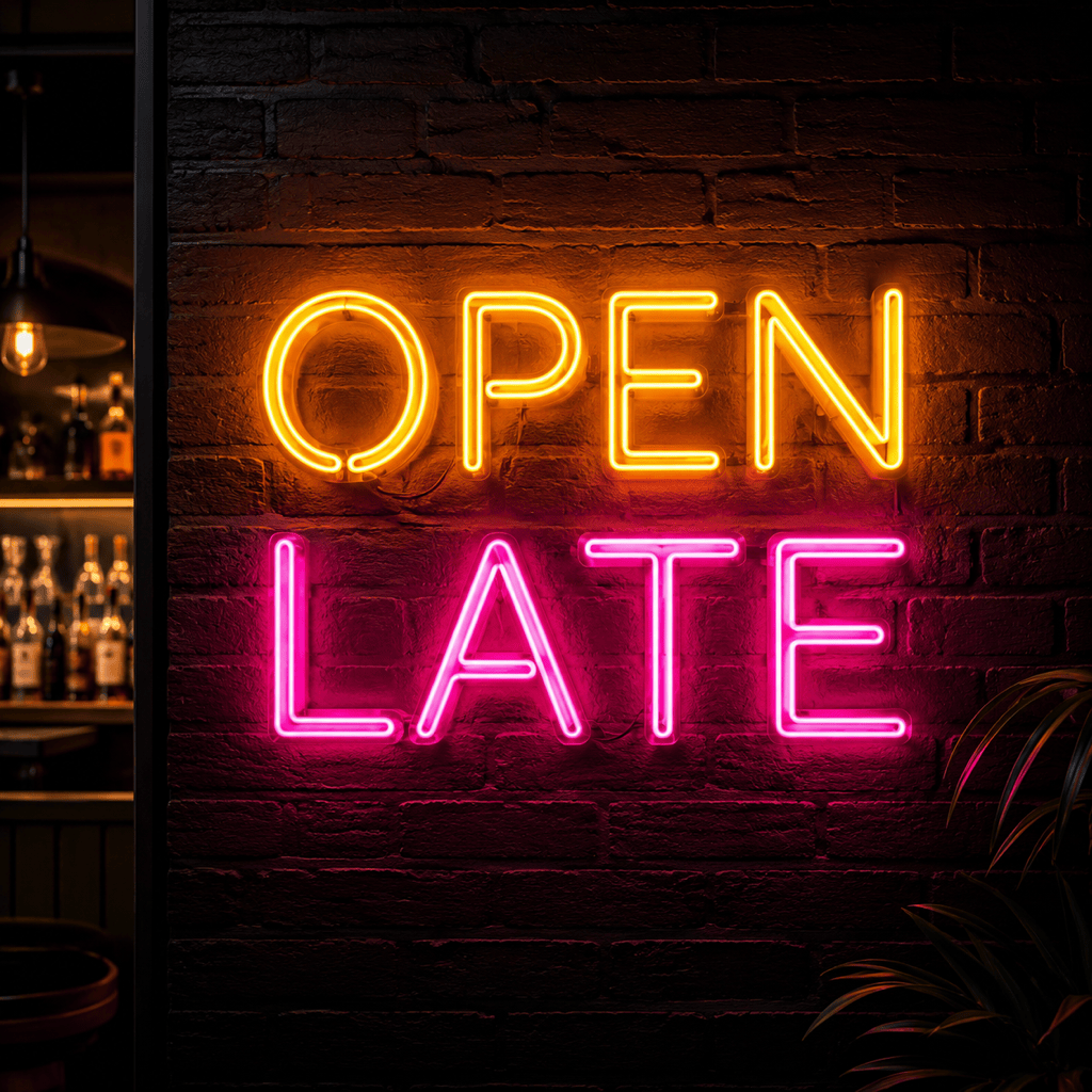 AI neon sign text wall