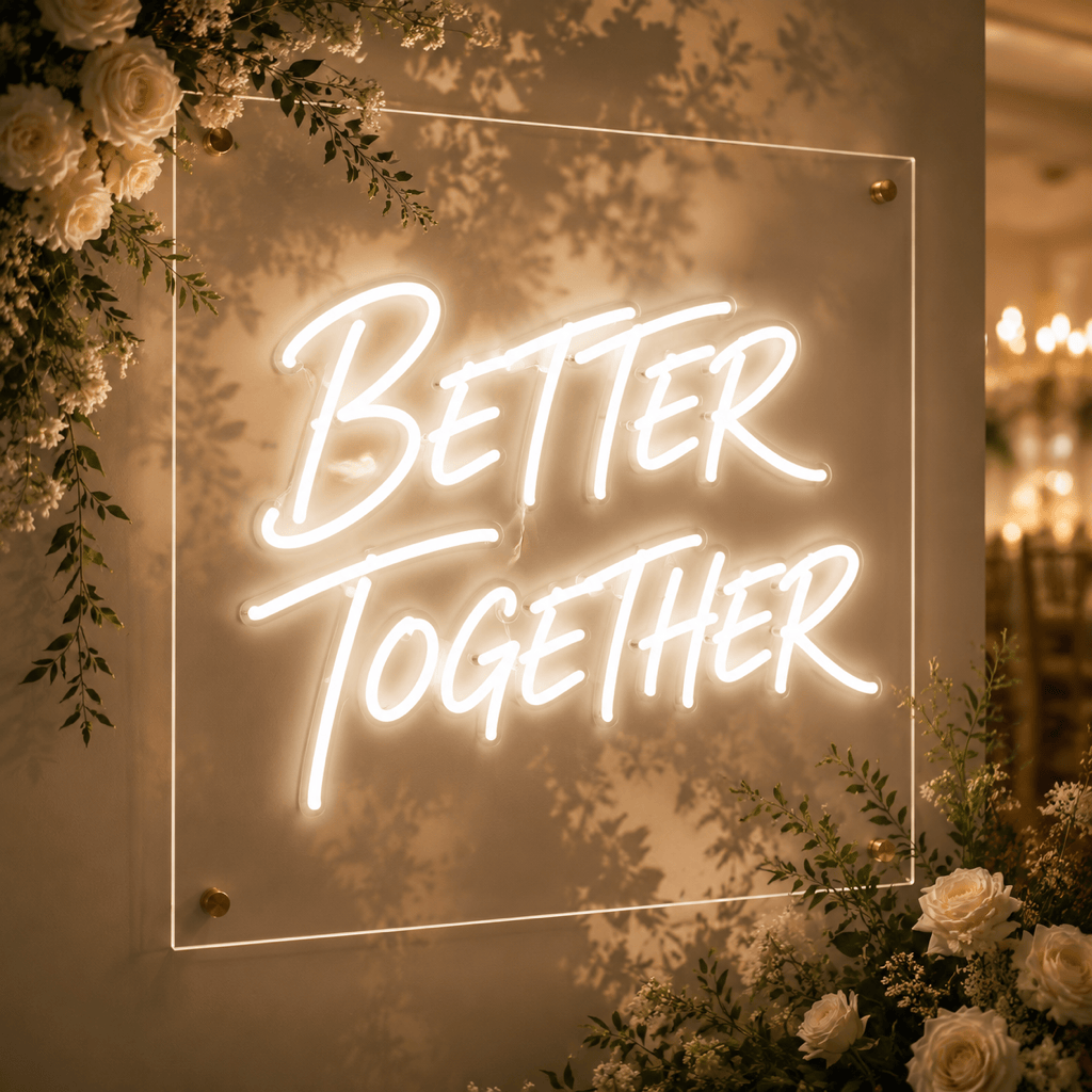 Custom neon wedding text