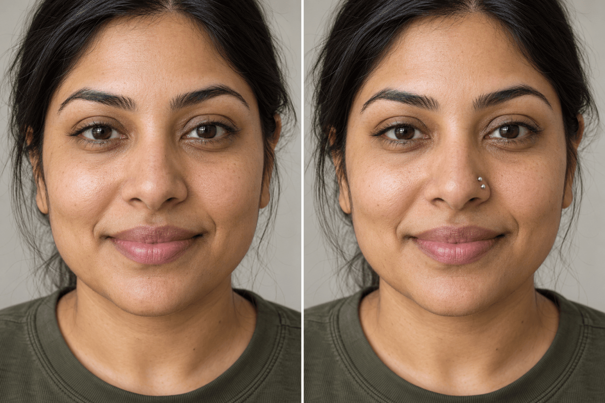 Double nostril stud virtual try-on