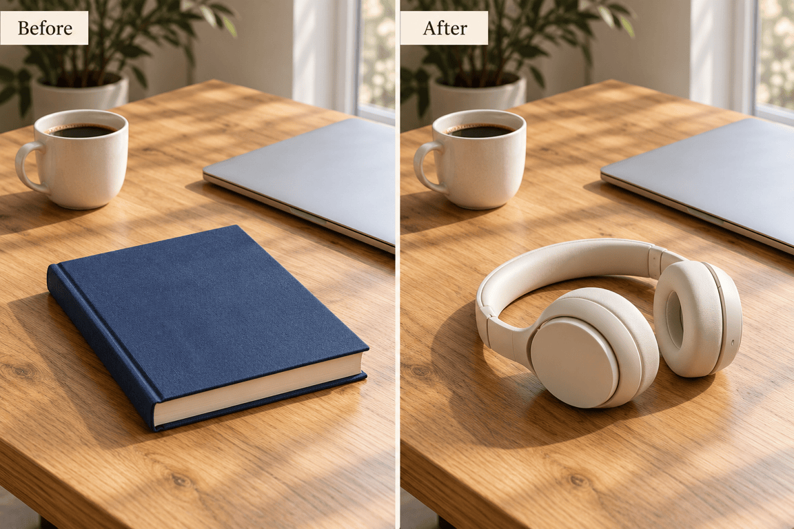 AI desktop object replacement comparison