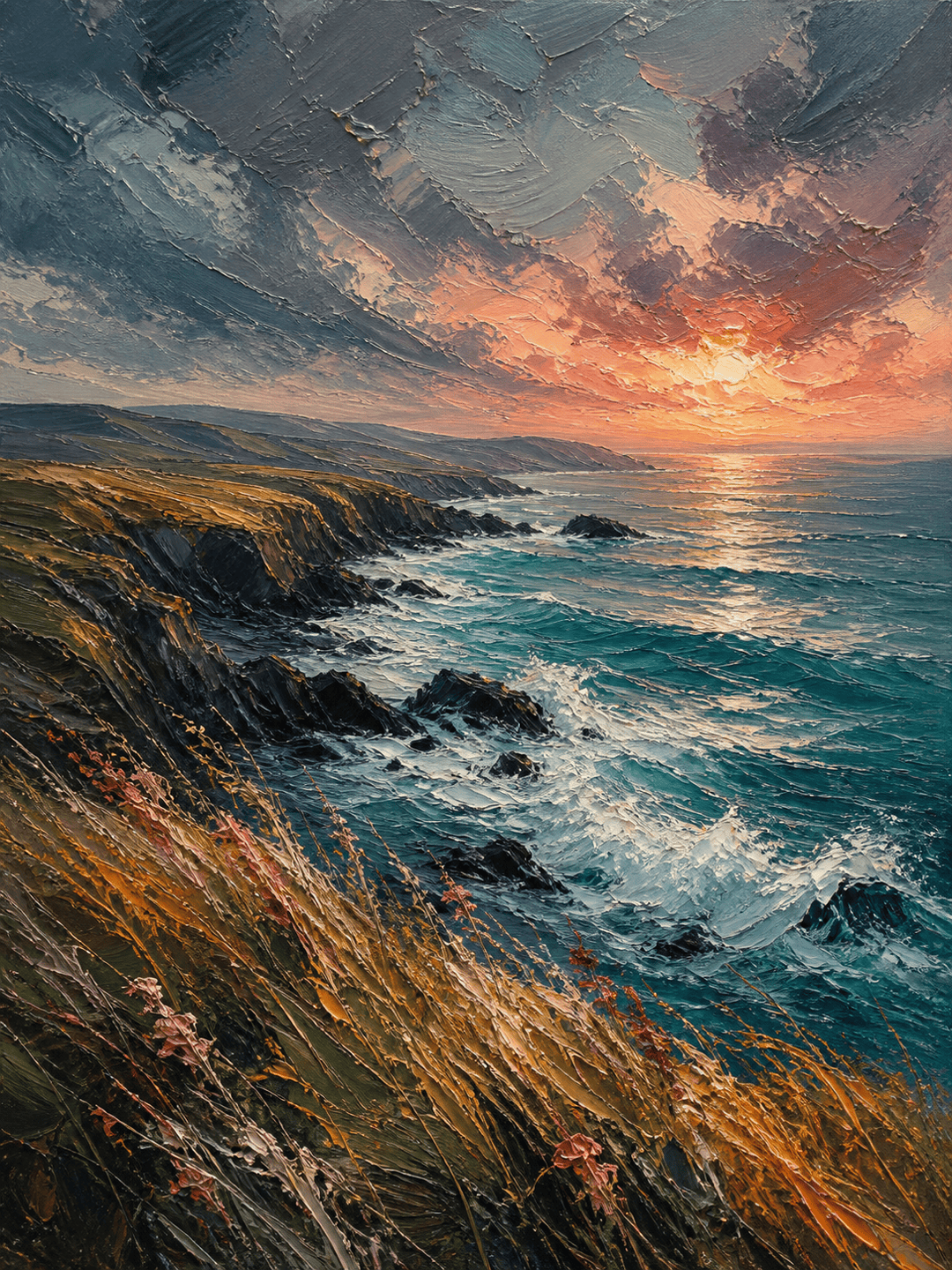 Impasto oil landscape