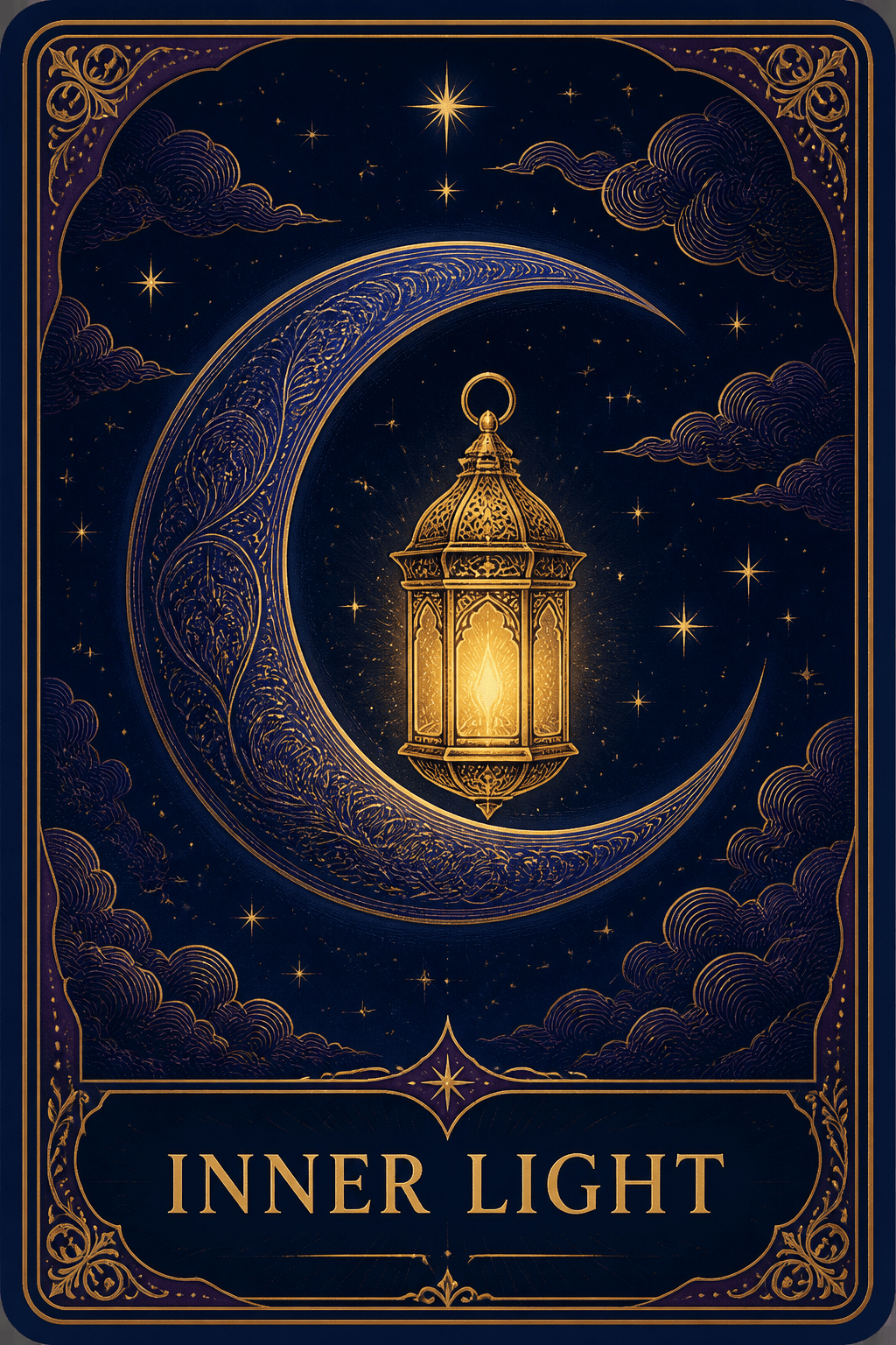 Celestial oracle card titled Inner Light