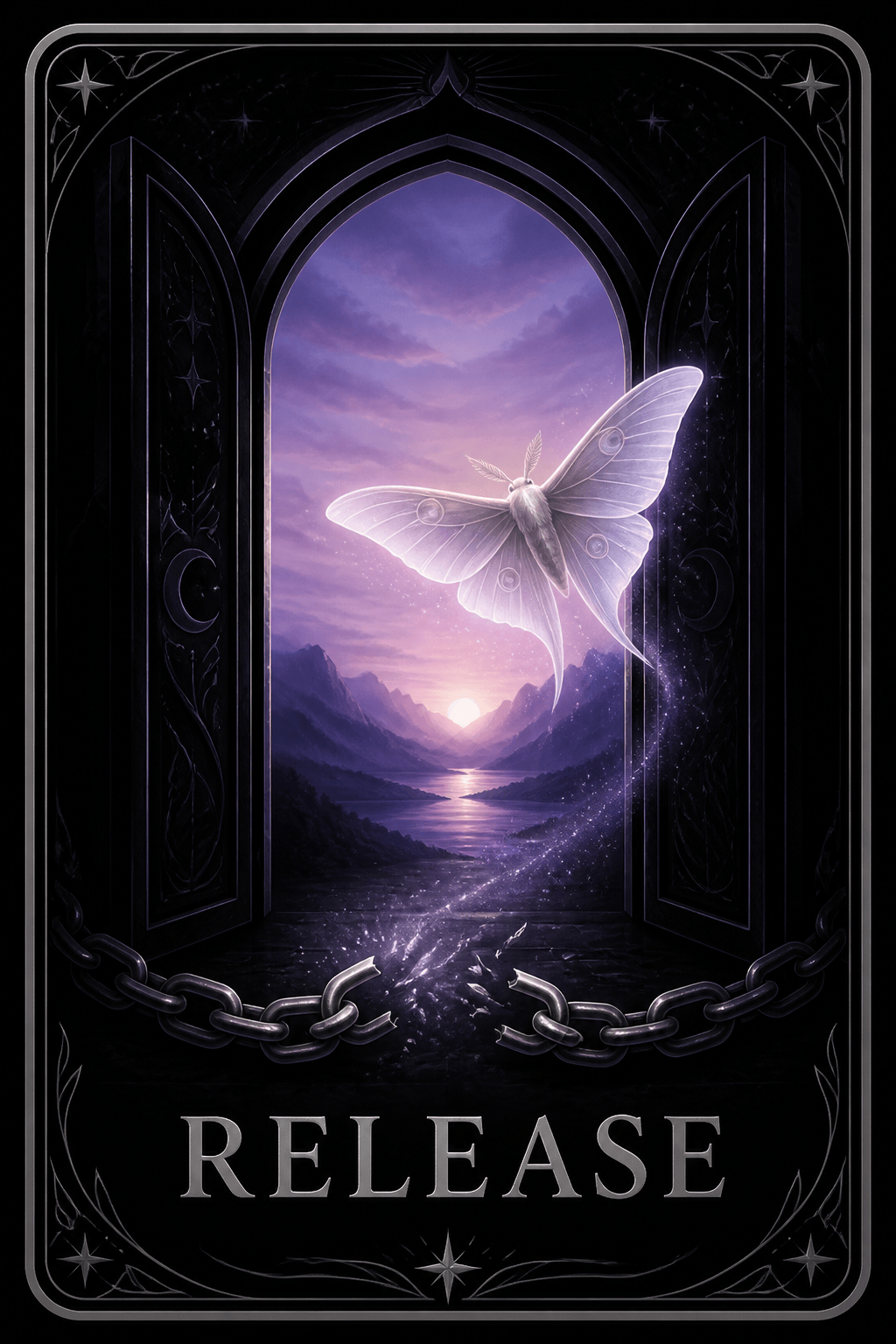 Shadow work oracle card titled Release