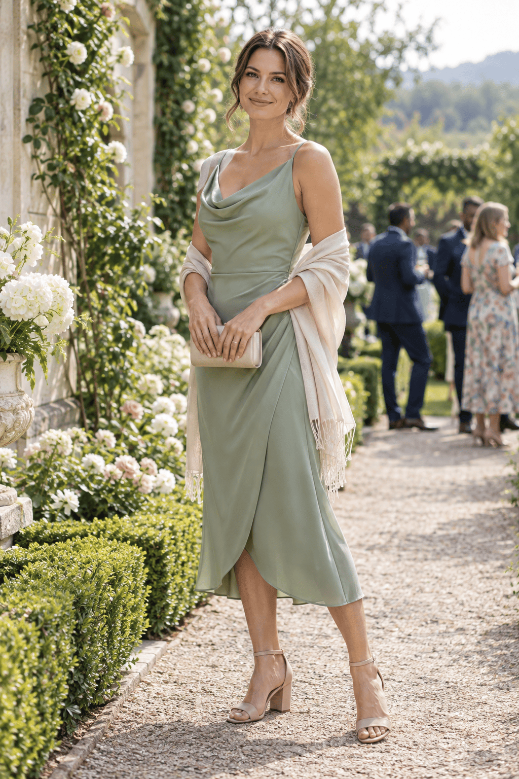 AI wedding guest outfit idea
