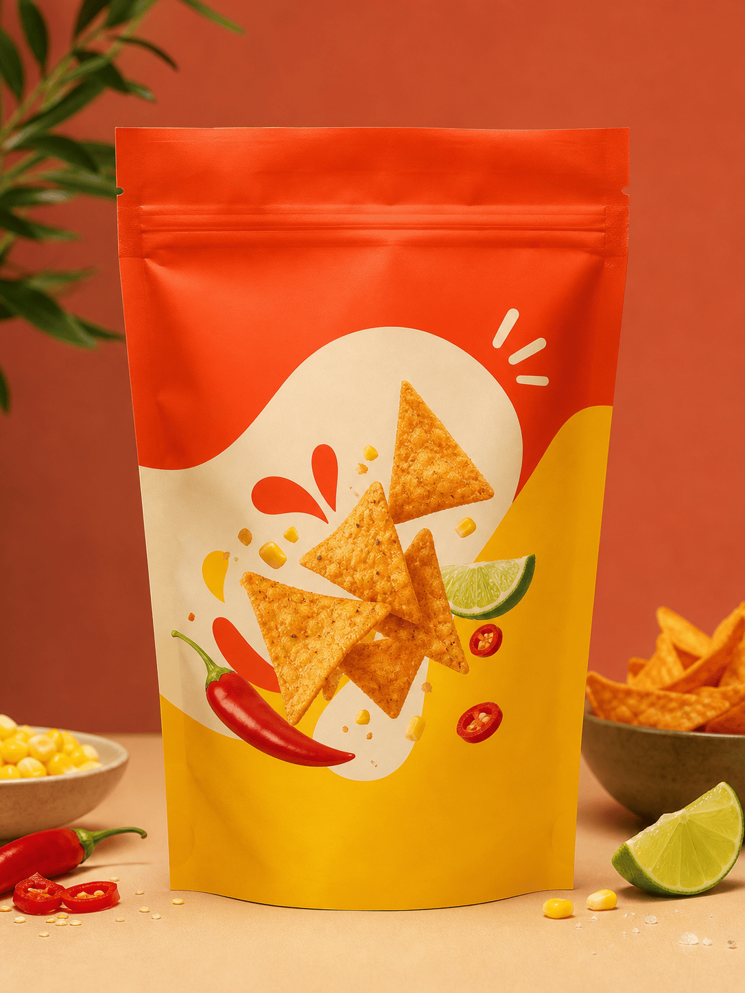 AI packaging design snack pouch