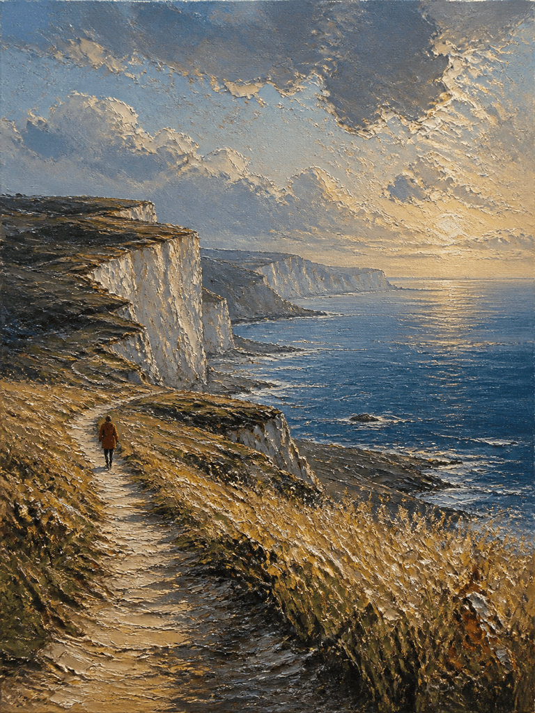 Impasto coastal oil painting