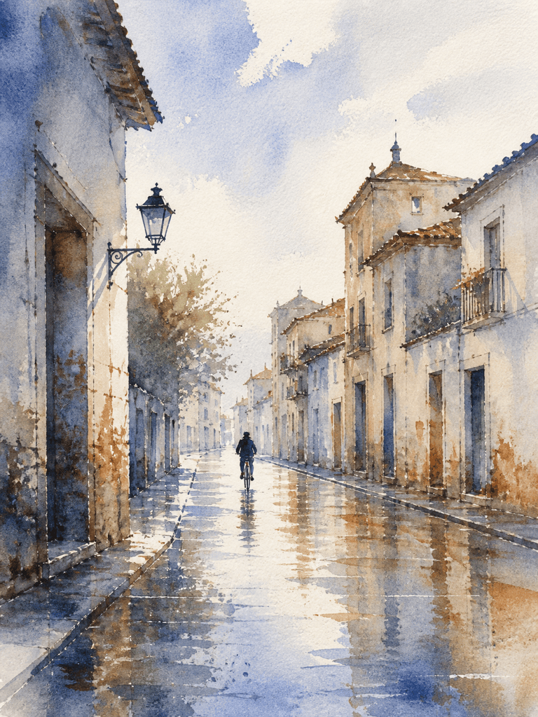 Airy watercolor street scene