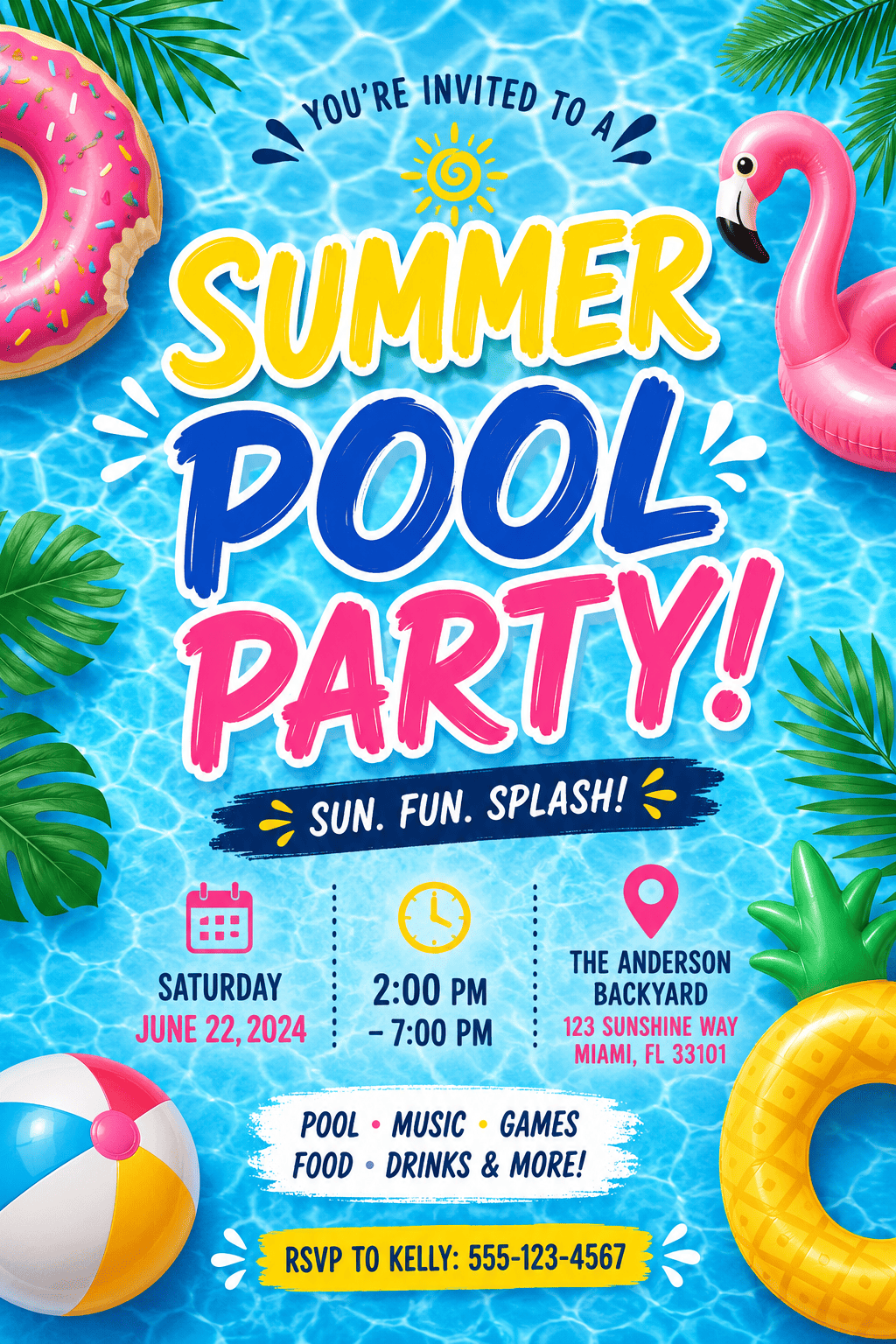summer pool party invitation