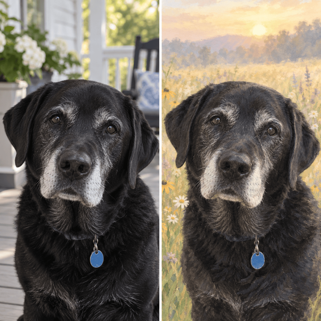 gentle pet memorial portrait
