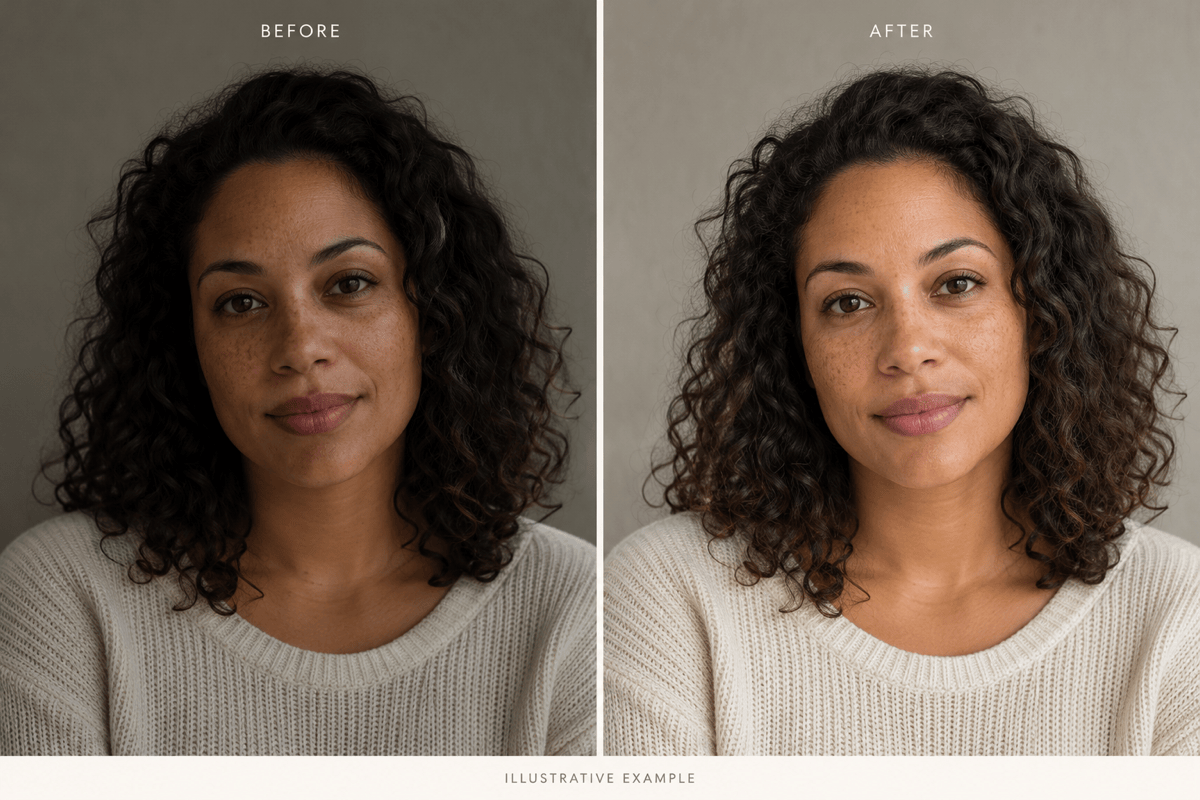 AI portrait lighting before and after
