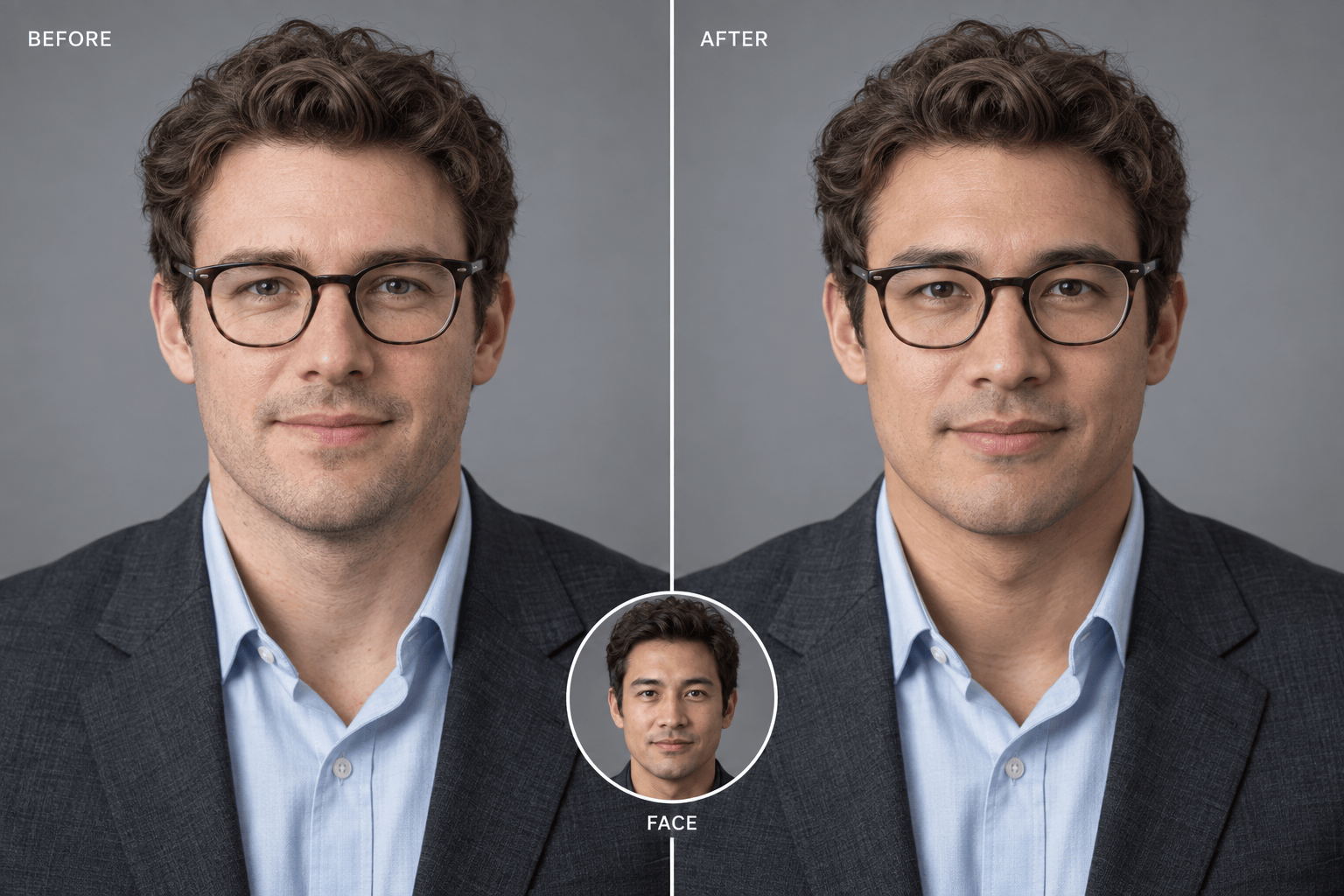 AI face swap profile photo comparison