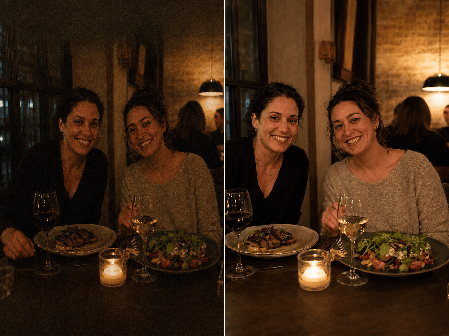 AI-fixed dark restaurant photo