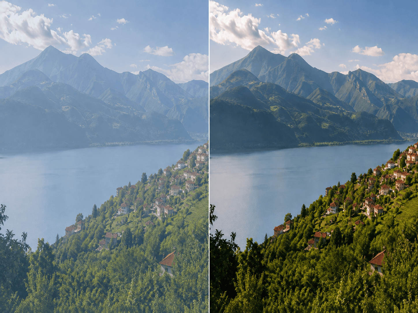 AI-enhanced hazy travel photo
