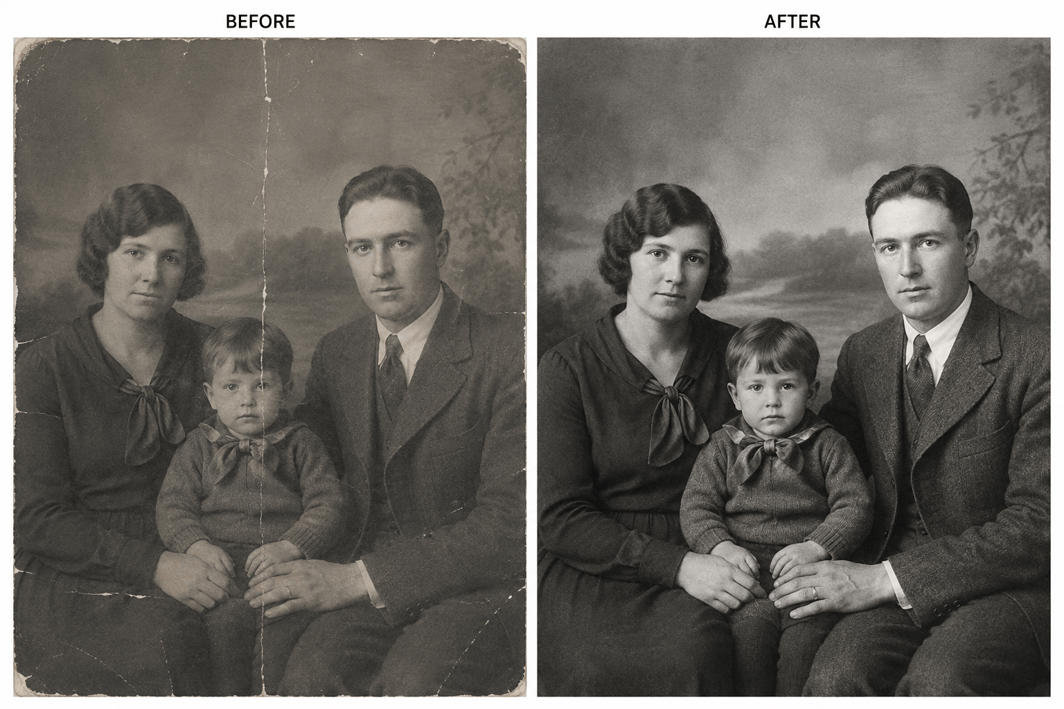 AI restored family portrait