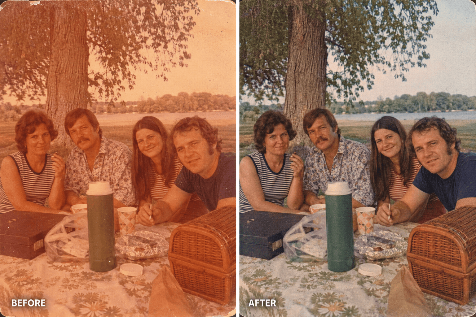 Faded photo color restoration