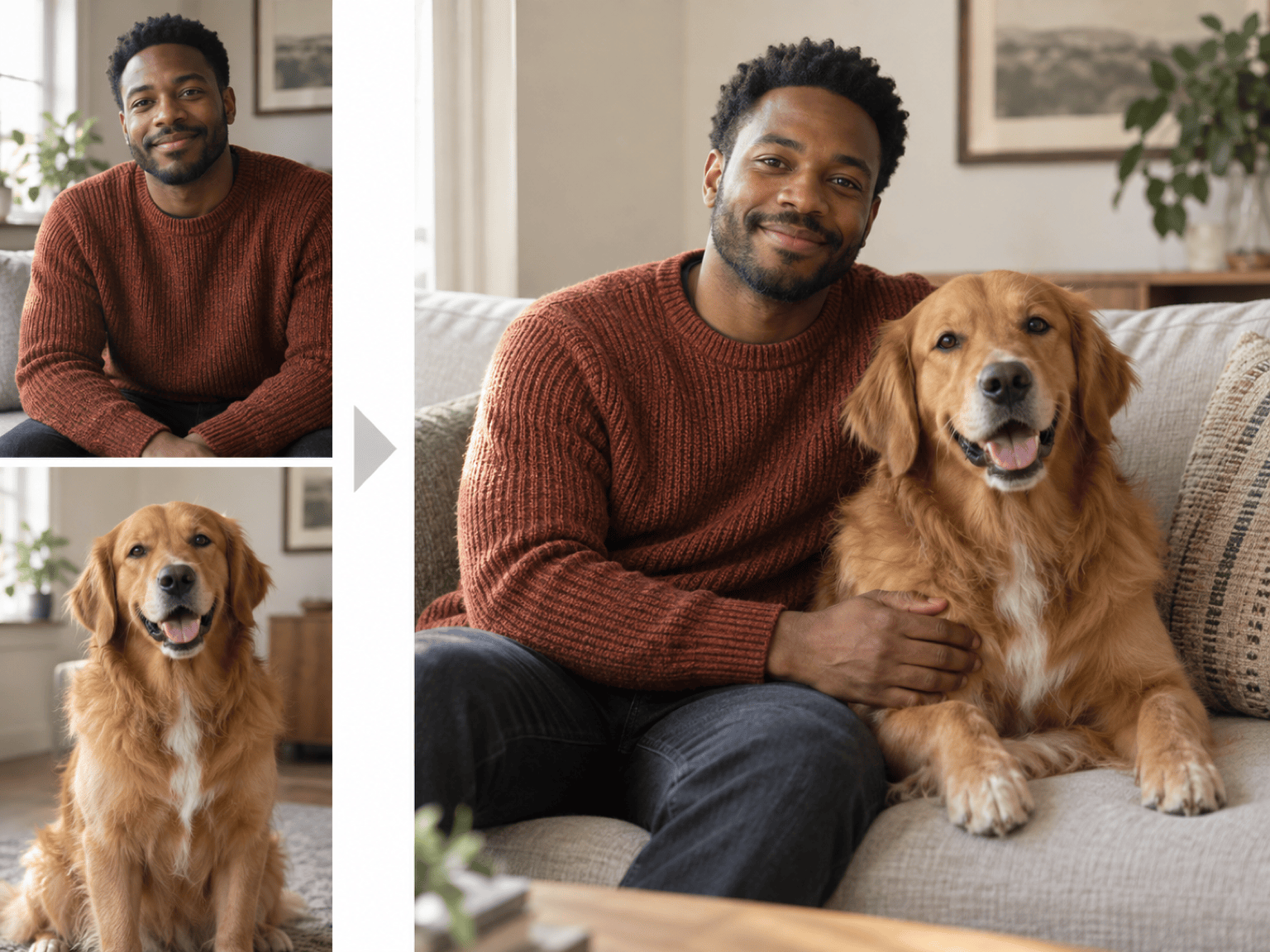 AI pet photo stitch