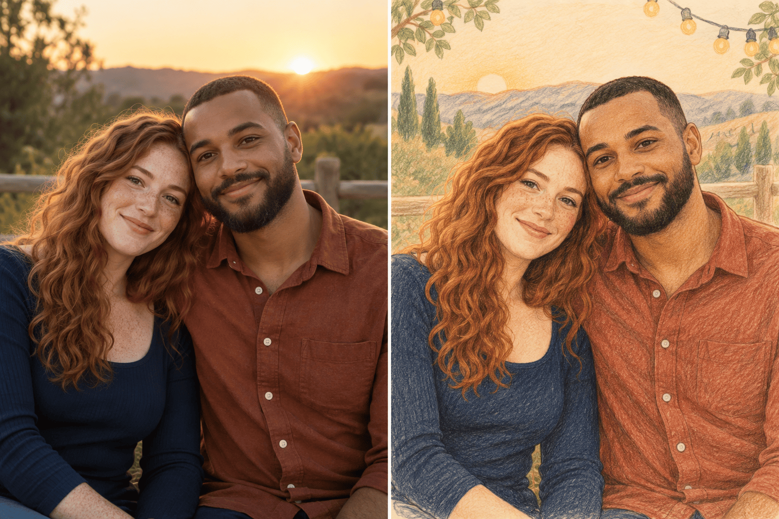 Couple photo to caricature gift