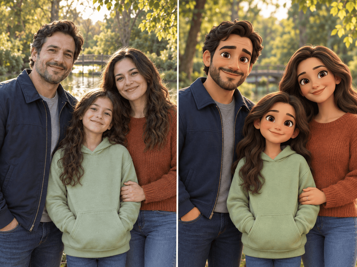 family photo cartoon transformation