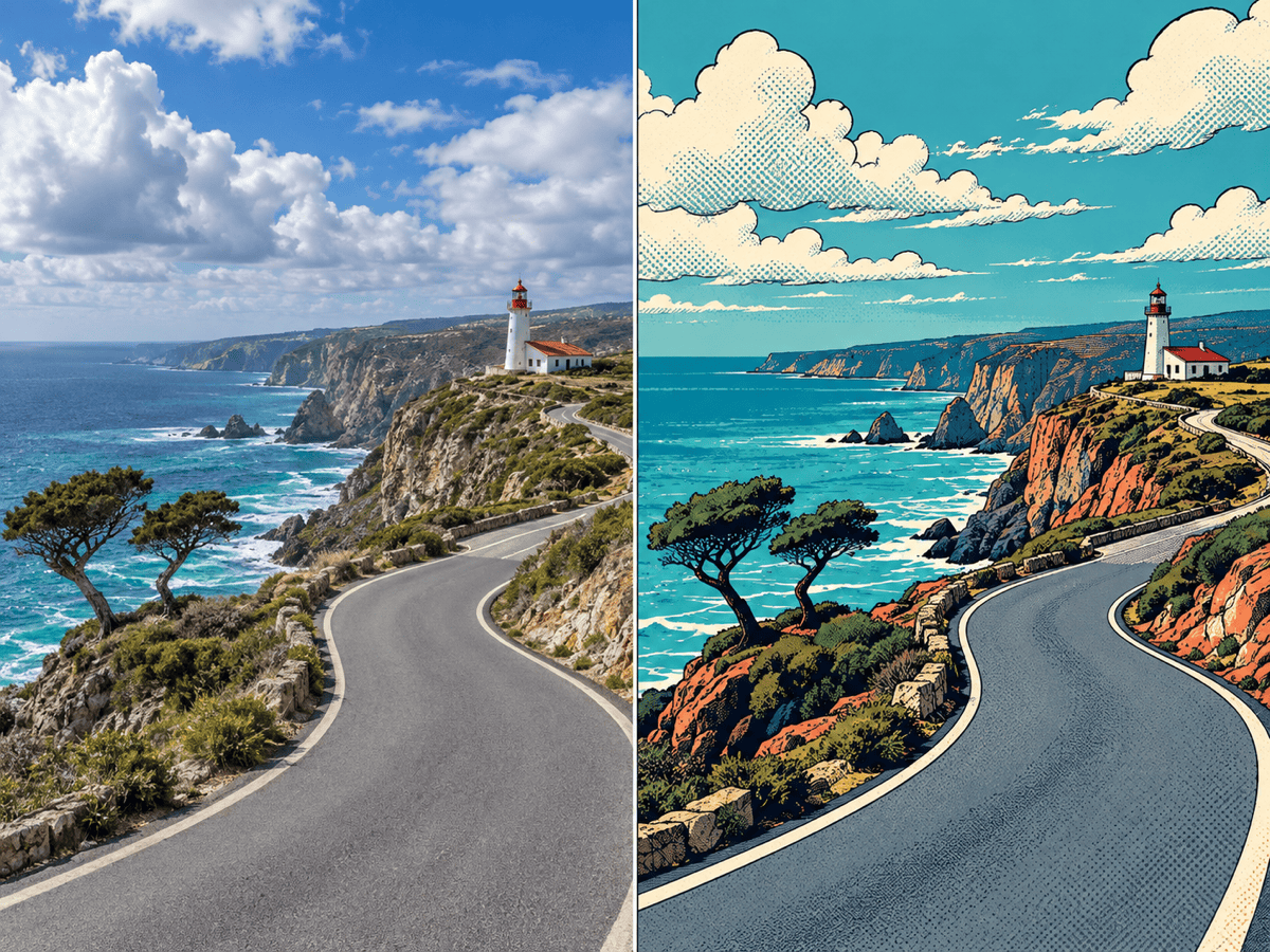 landscape image to cartoon example