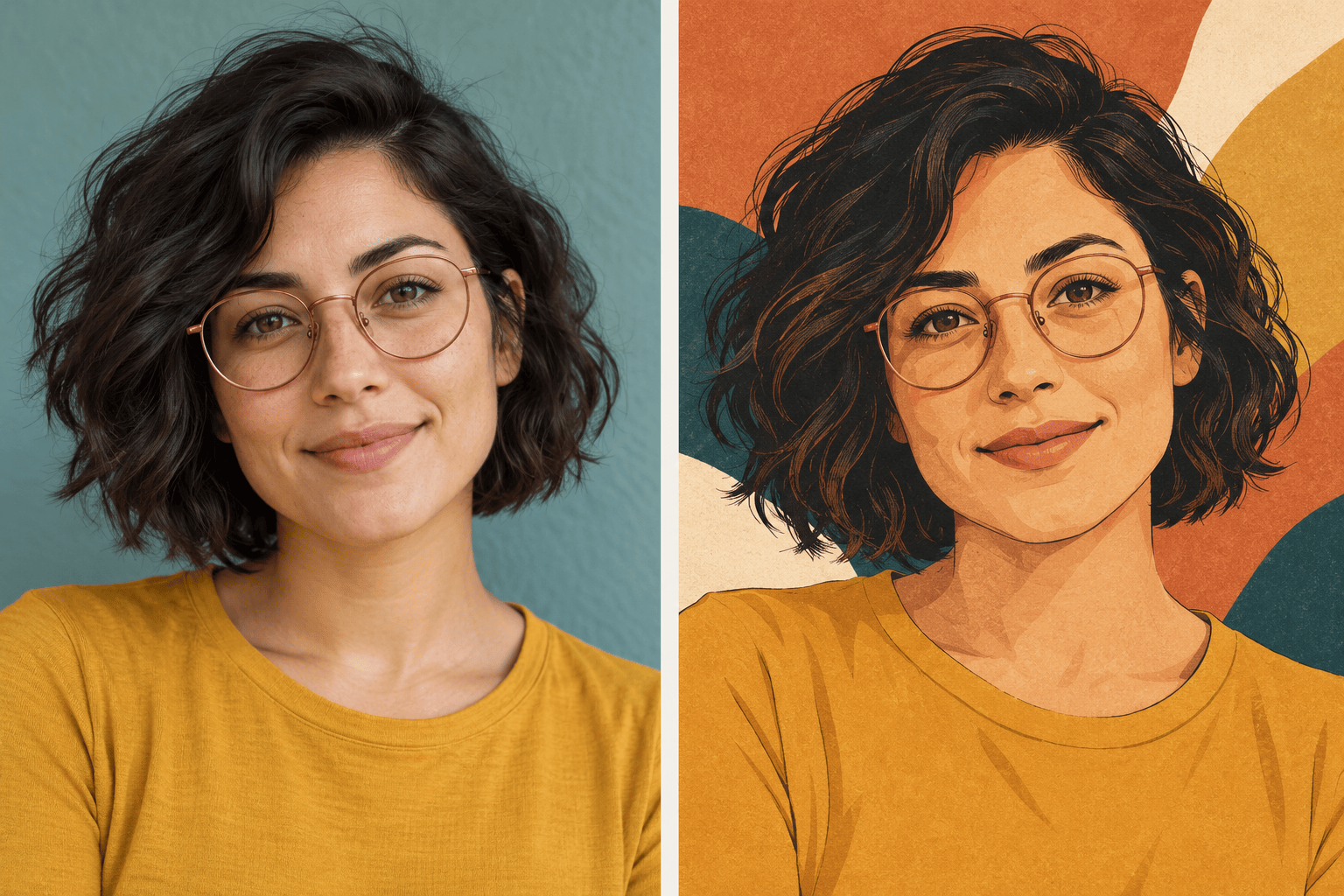Photo to editorial portrait illustration
