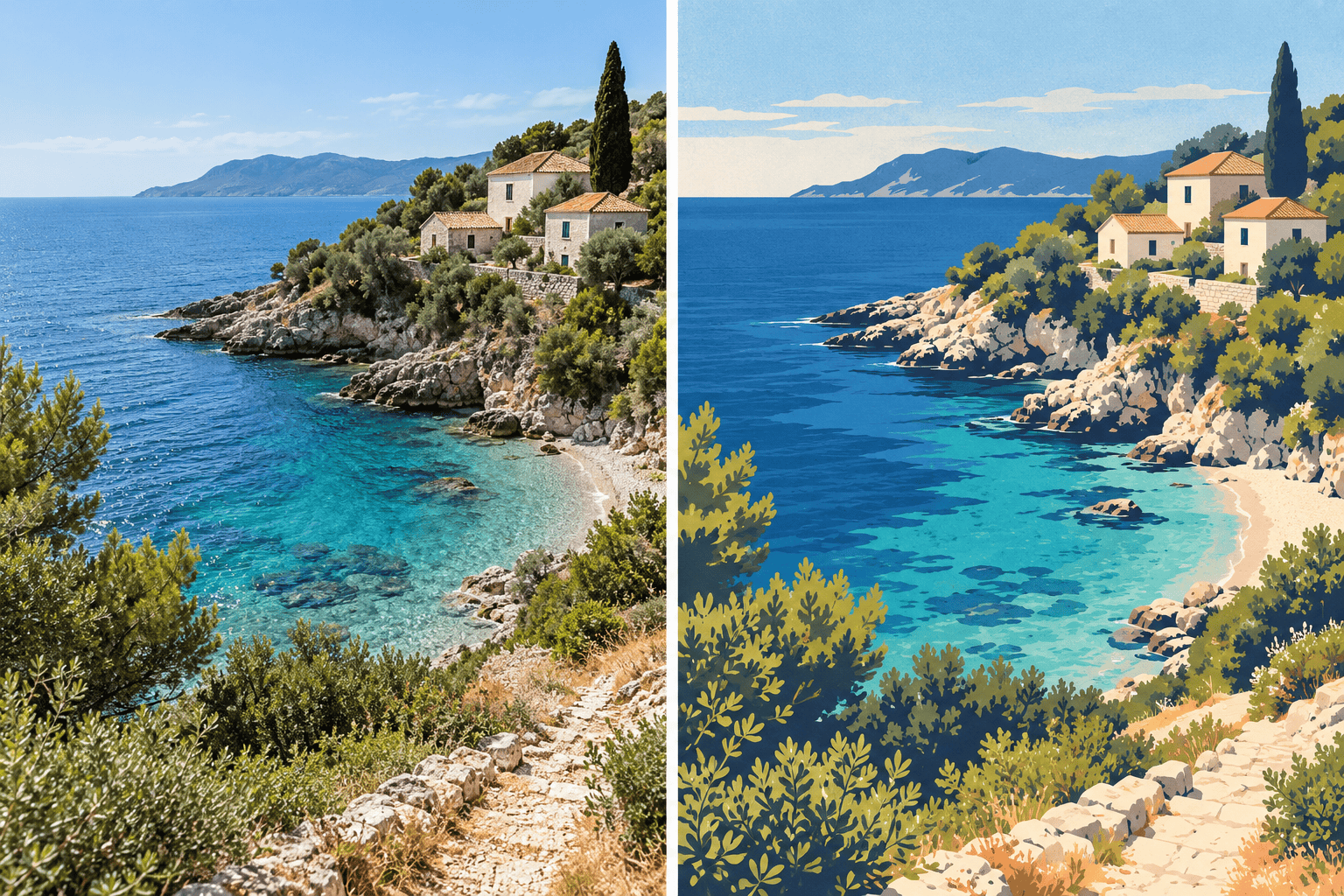 Travel photo to flat illustration