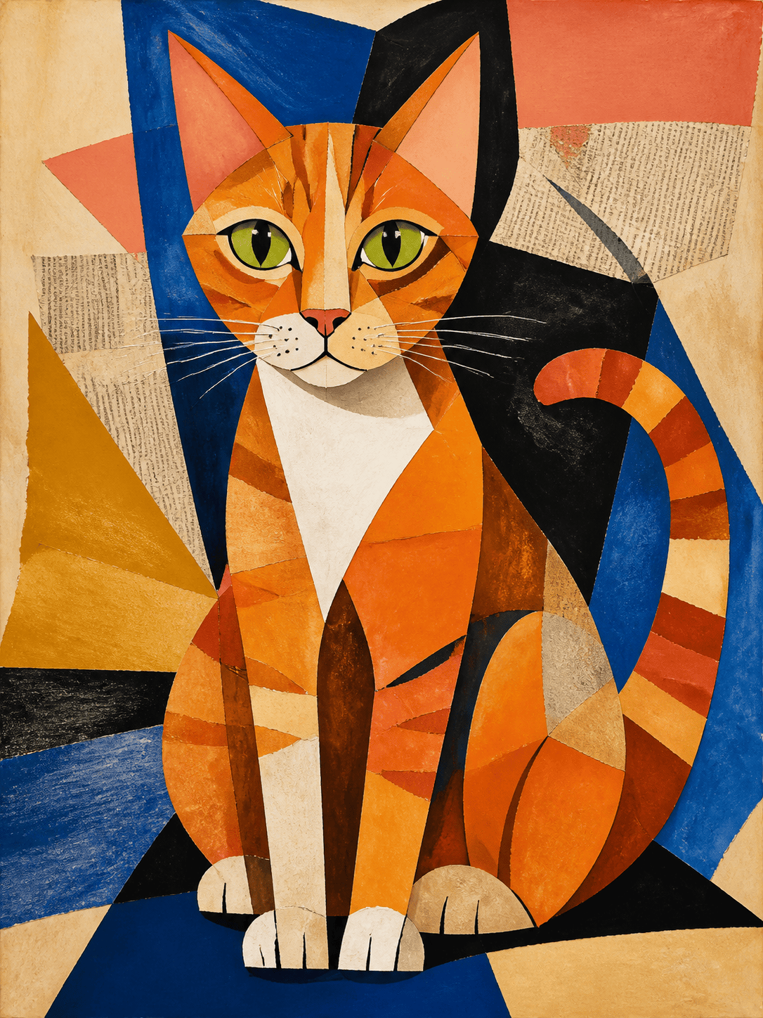 Colorful Cubist pet portrait