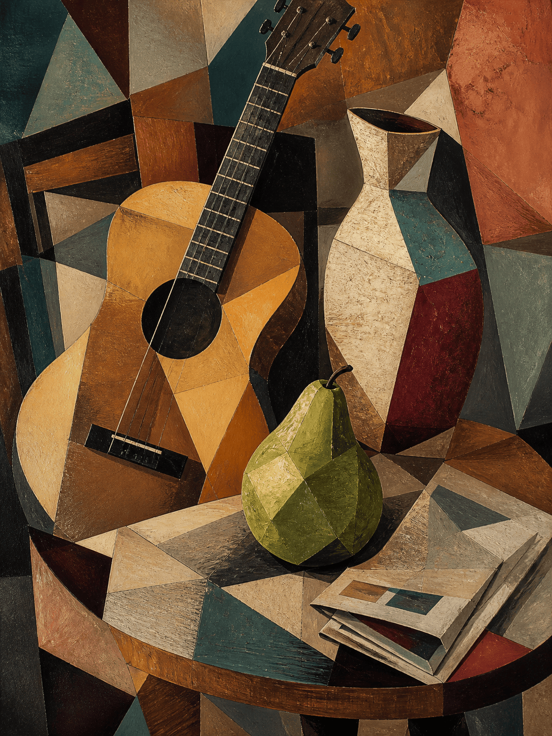Cubist guitar still life