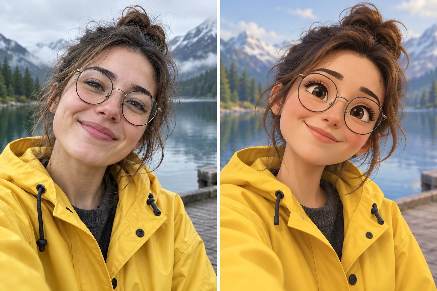 AI Pixar filter selfie transformation