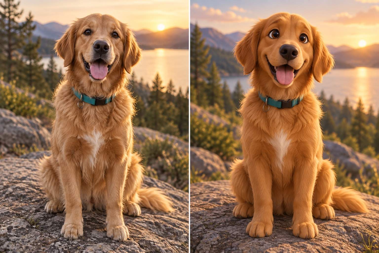 Pixar style pet portrait transformation