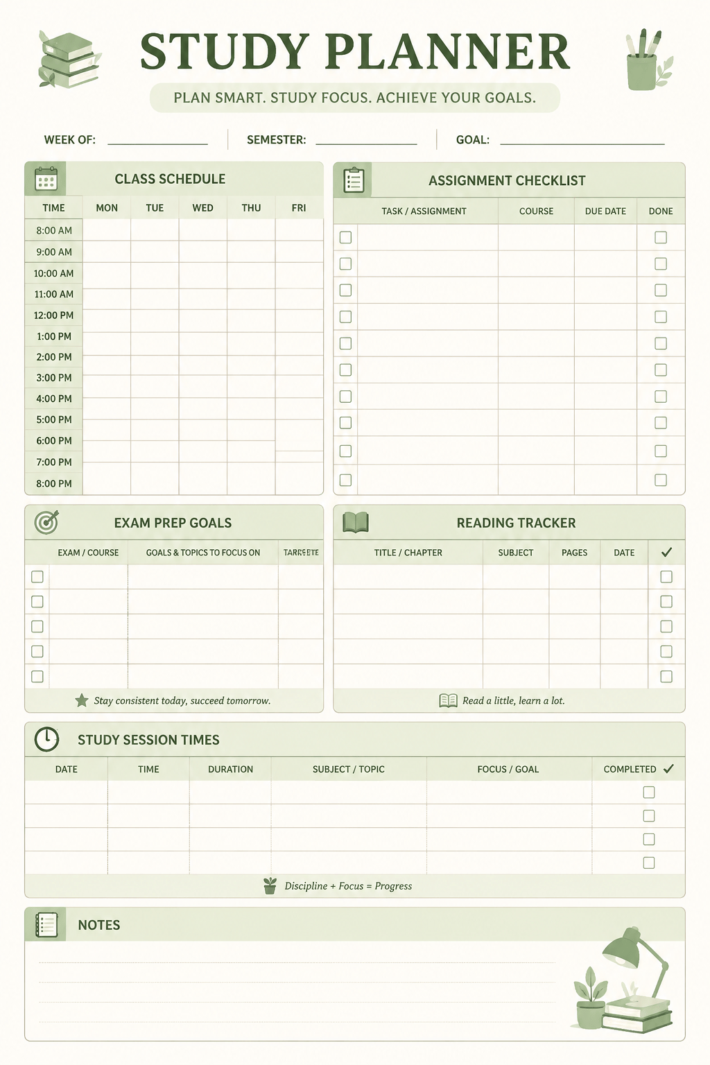 AI planner study template