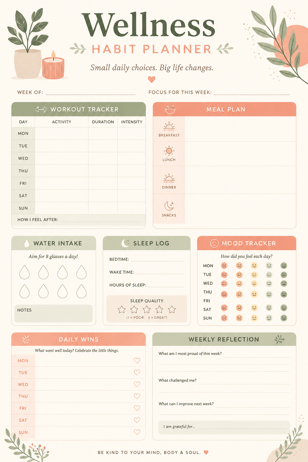 AI planner wellness tracker