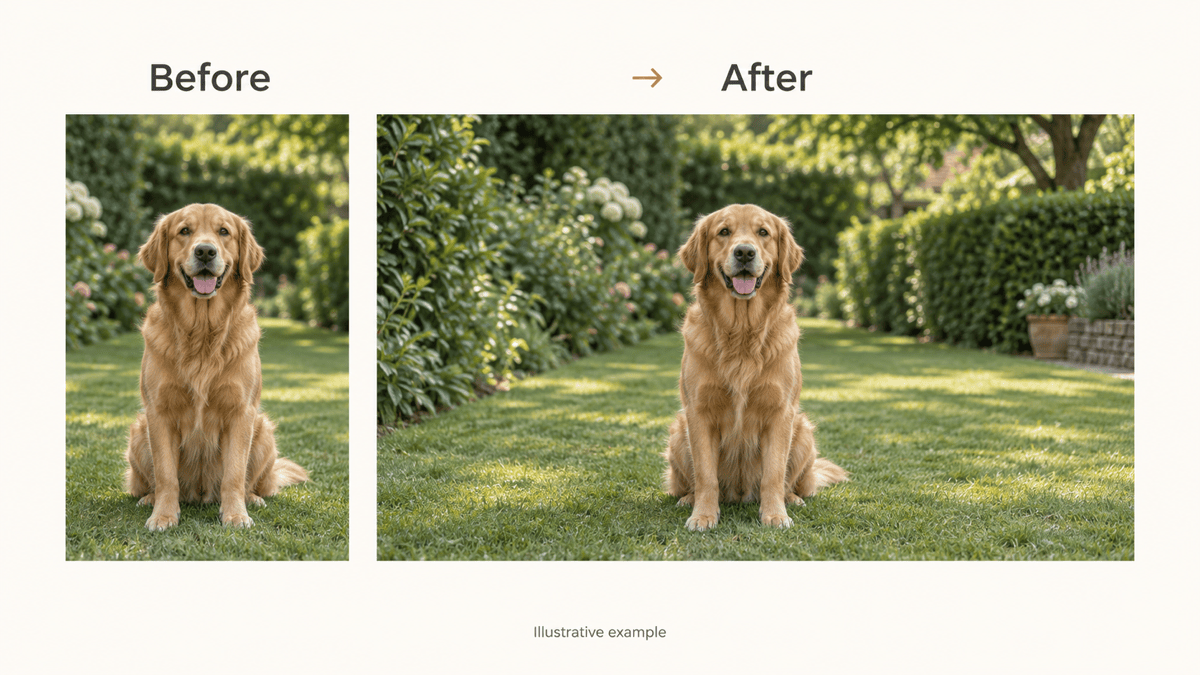 Pet photo converted from vertical to horizontal