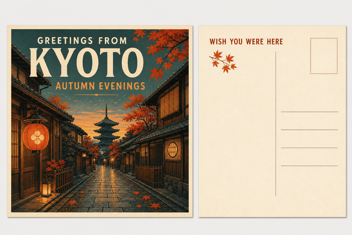 AI travel postcard design