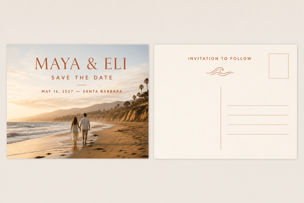 AI save the date postcard