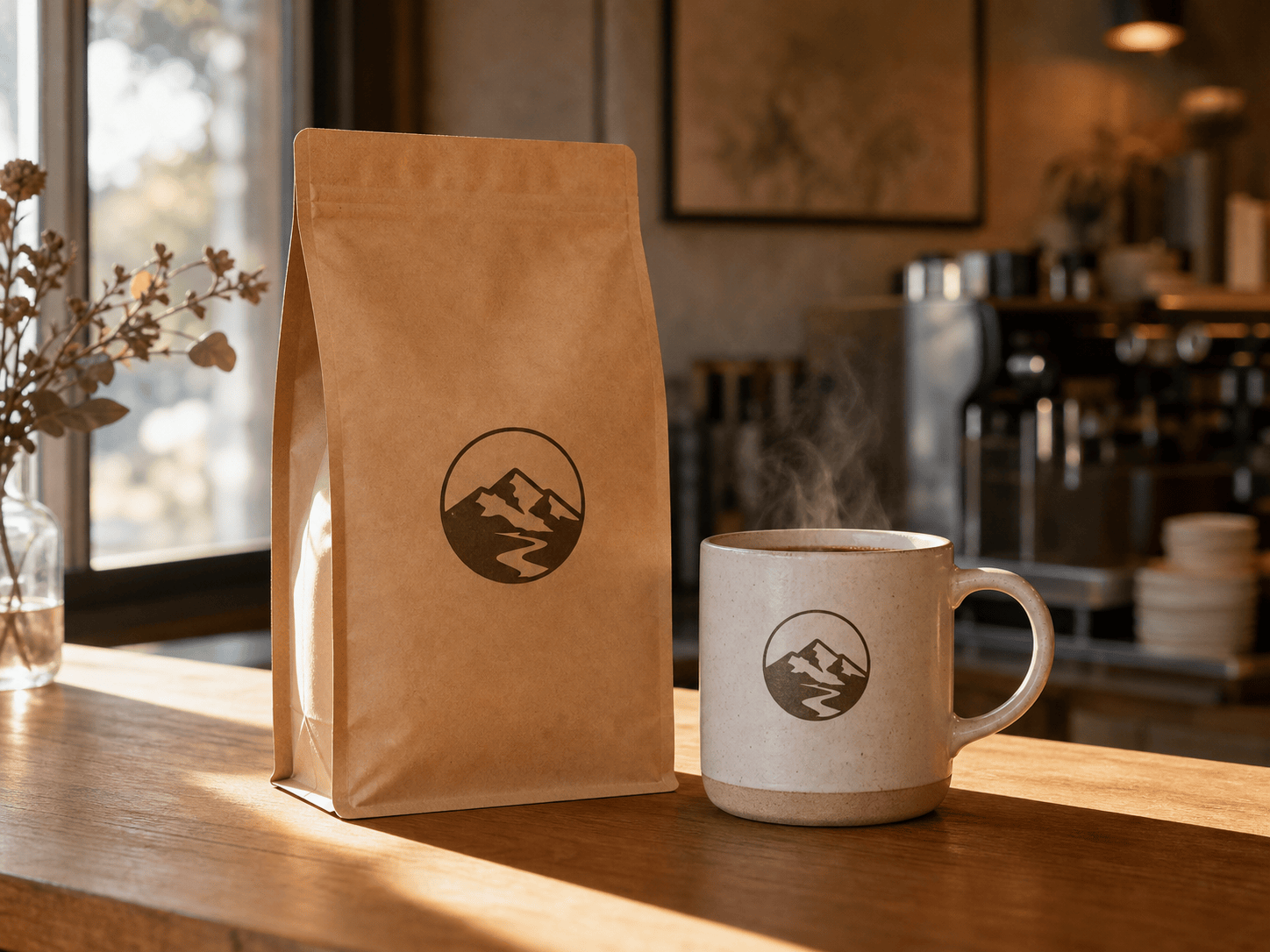 AI coffee brand mockup