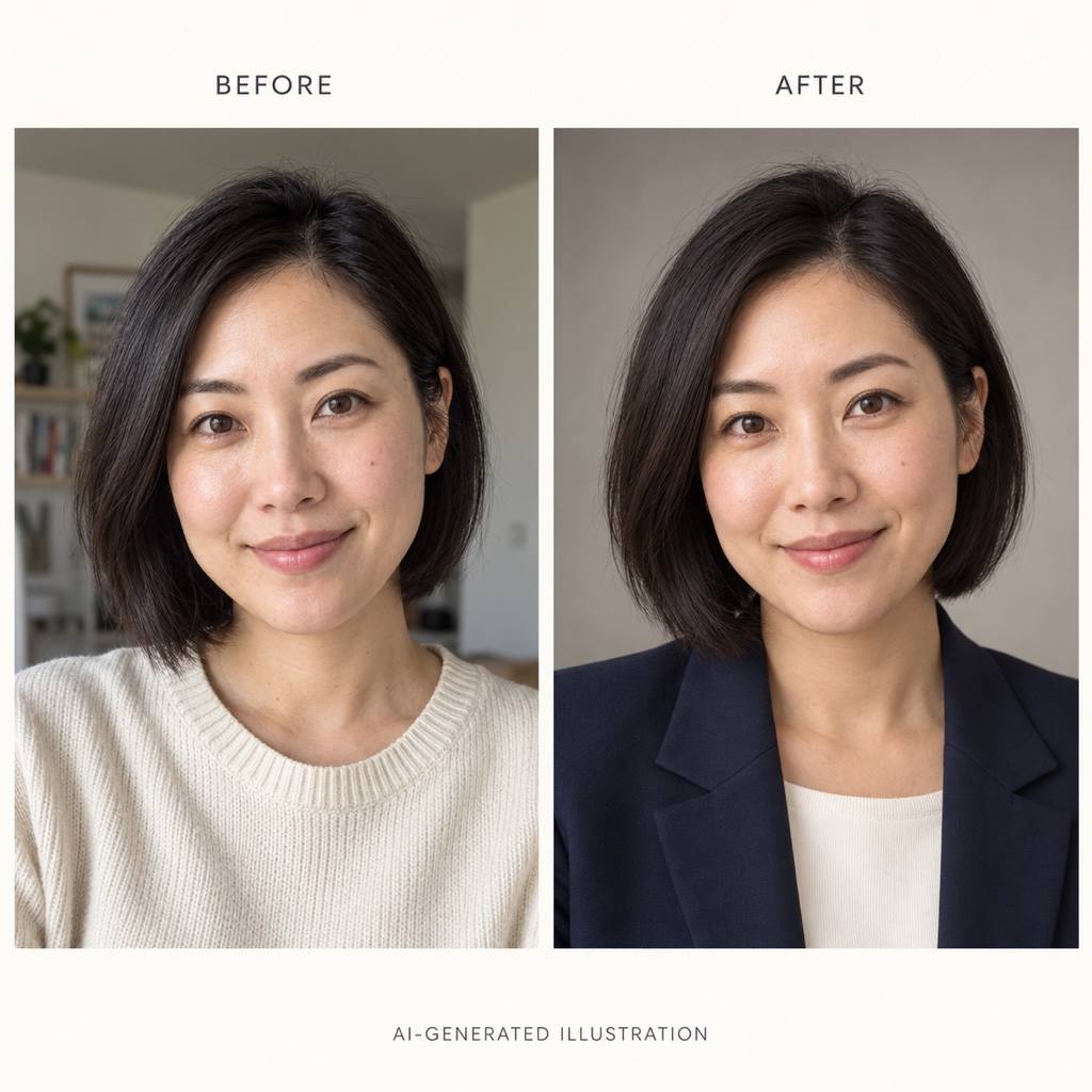 Illustrative AI professional profile picture comparison