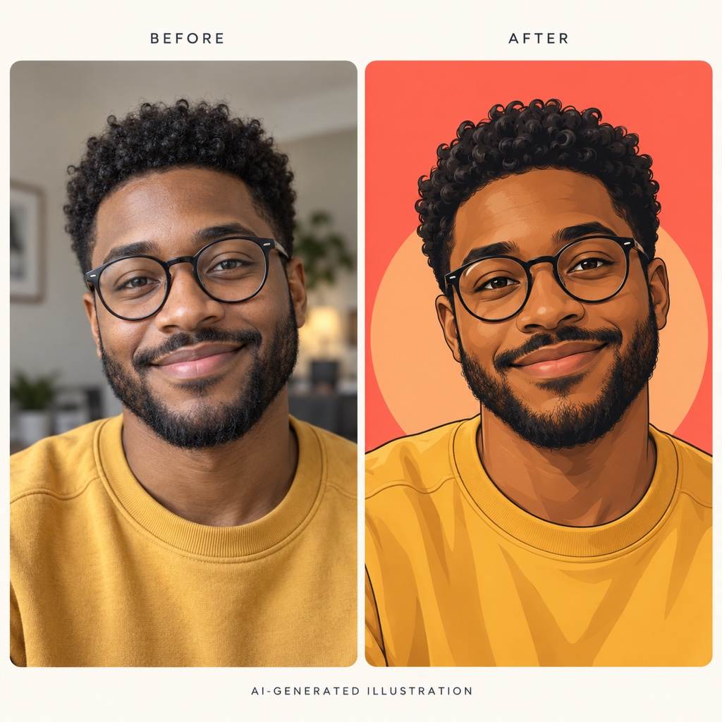Illustrative AI cartoon profile picture comparison